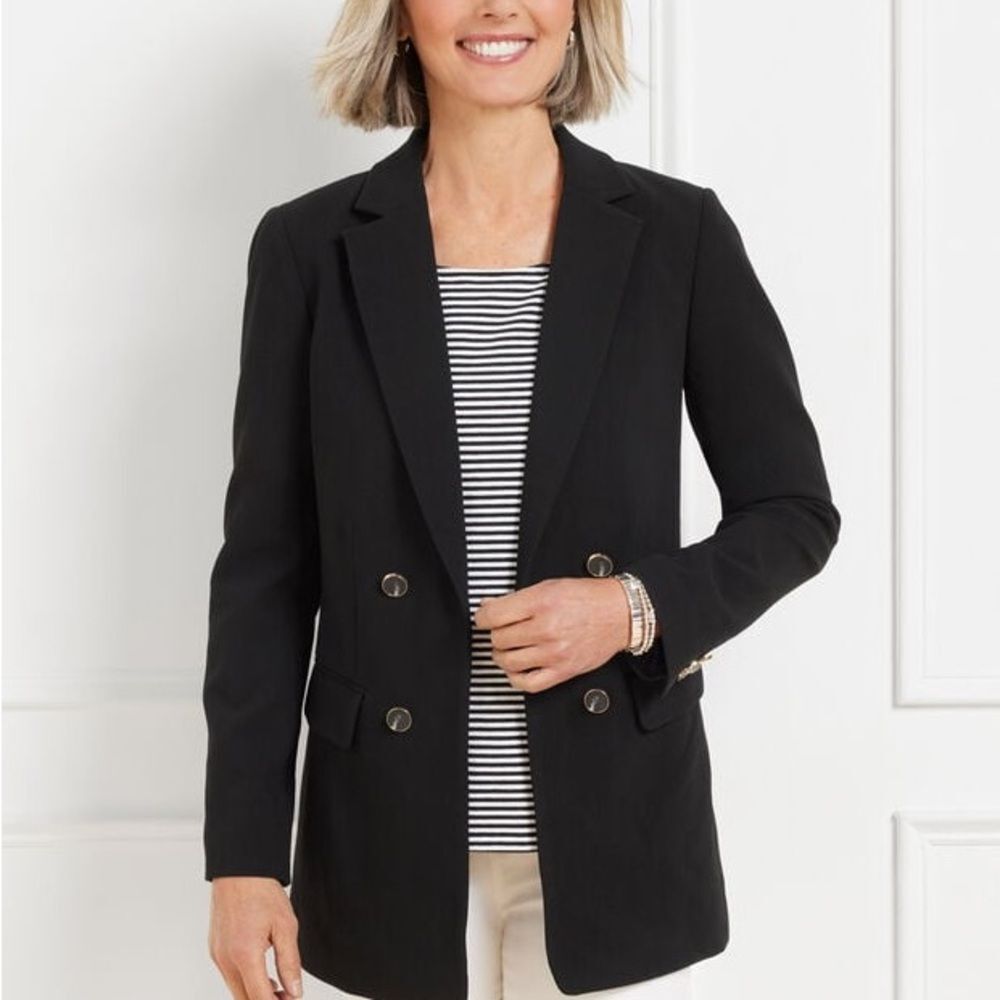Talbots NWT Black Blazer Structured Tailored Design Size 6 Cozy Cotton Classic